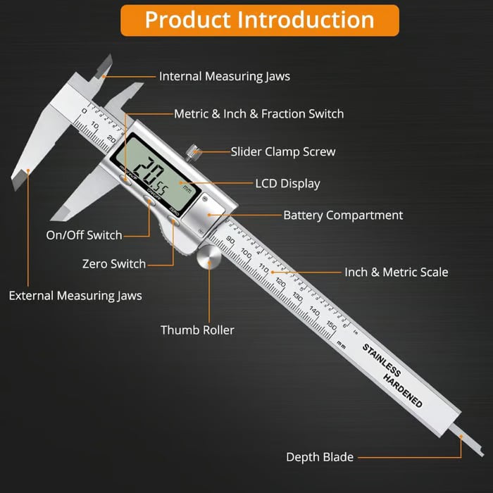 High-Precision Stainless-Steel Digital Vernier Caliper 6 inch/150mm
