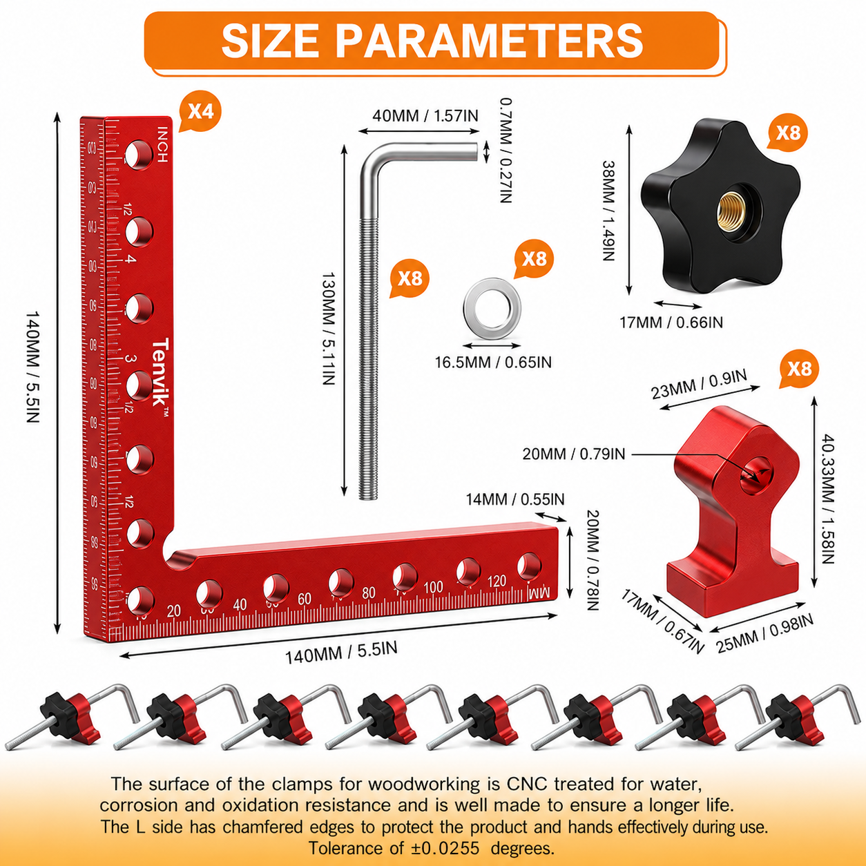 Corner Clamp 4 Pack — 5.5" / 140mm Right Angle Clamp