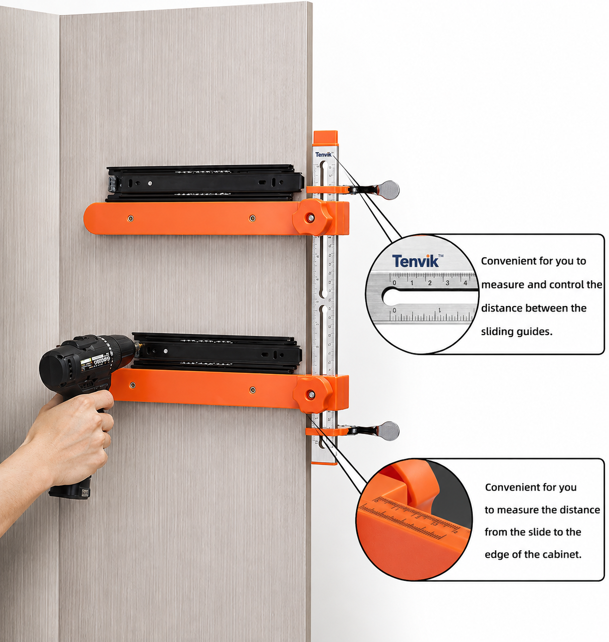 Drawer Slide Jig with Dual Scale