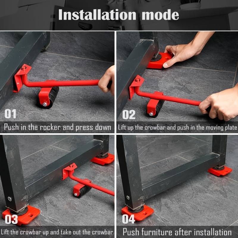 4-Piece Heavy Duty Furniture Lifting & Moving Kit - Lifts Up to 330 lbs Effortlessly
