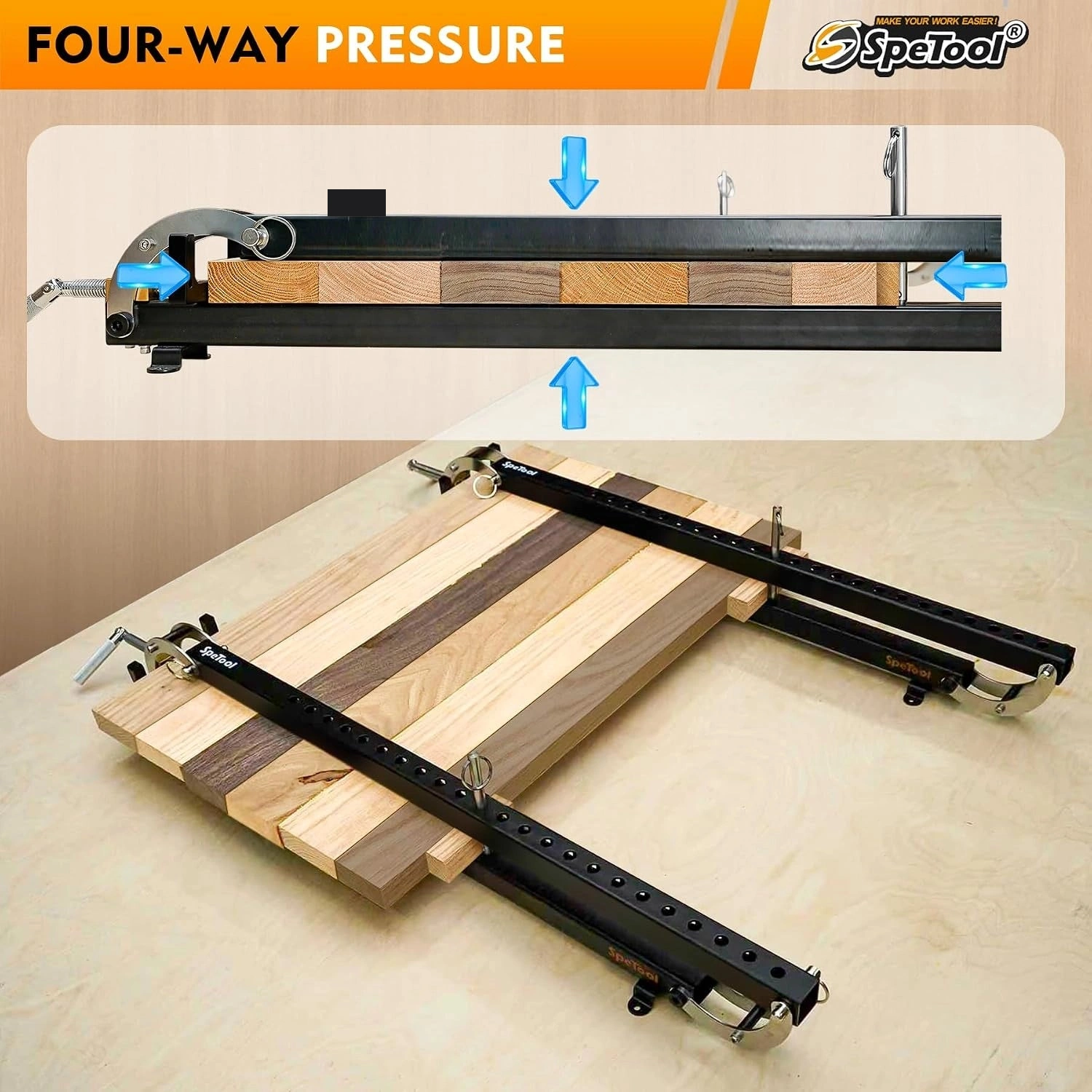 Tenvik™ 24 Inch Panel Clamp 2-Pack — 4-Way Pressure Steel Parallel Clamps