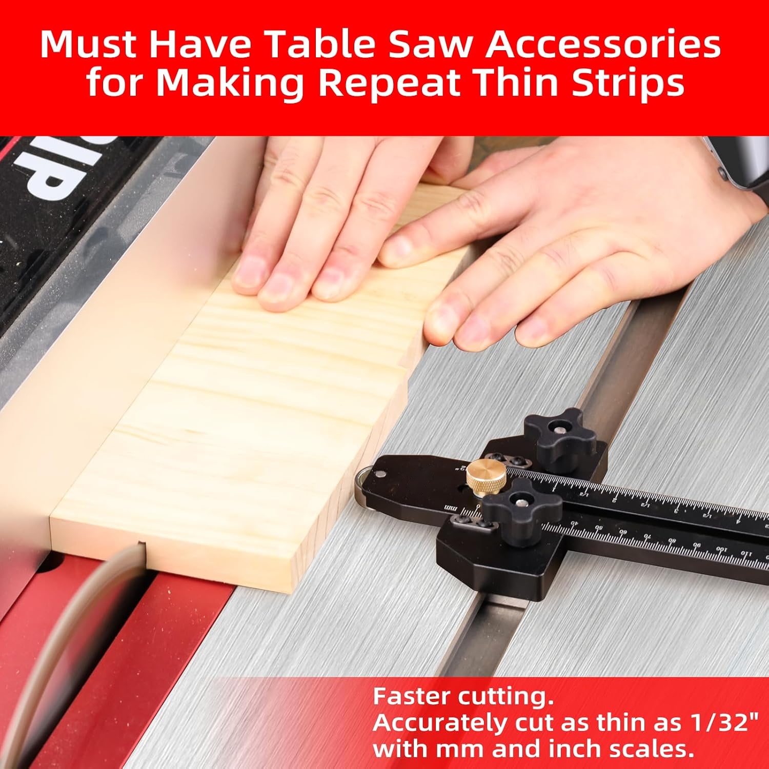 Tenvik™ Thin Rip Jig Table Saw Guide — Precision Repeat Narrow Strip Cutting Jig