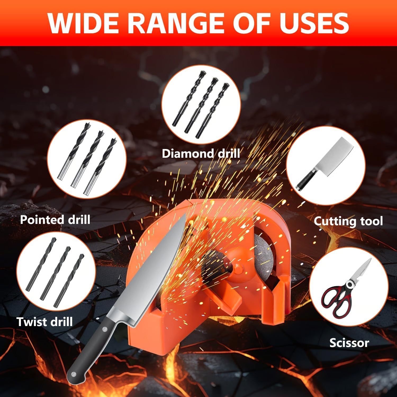 Drill Bit Sharpener — Diamond Wheel Precision Sharpening Tool