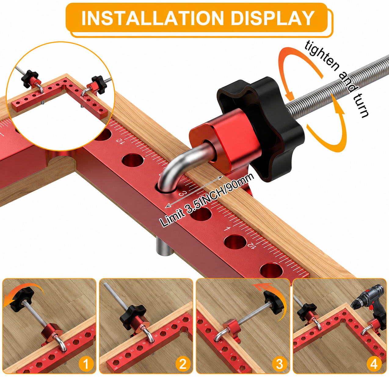 Corner Clamp 4 Pack — 5.5" / 140mm Right Angle Clamp