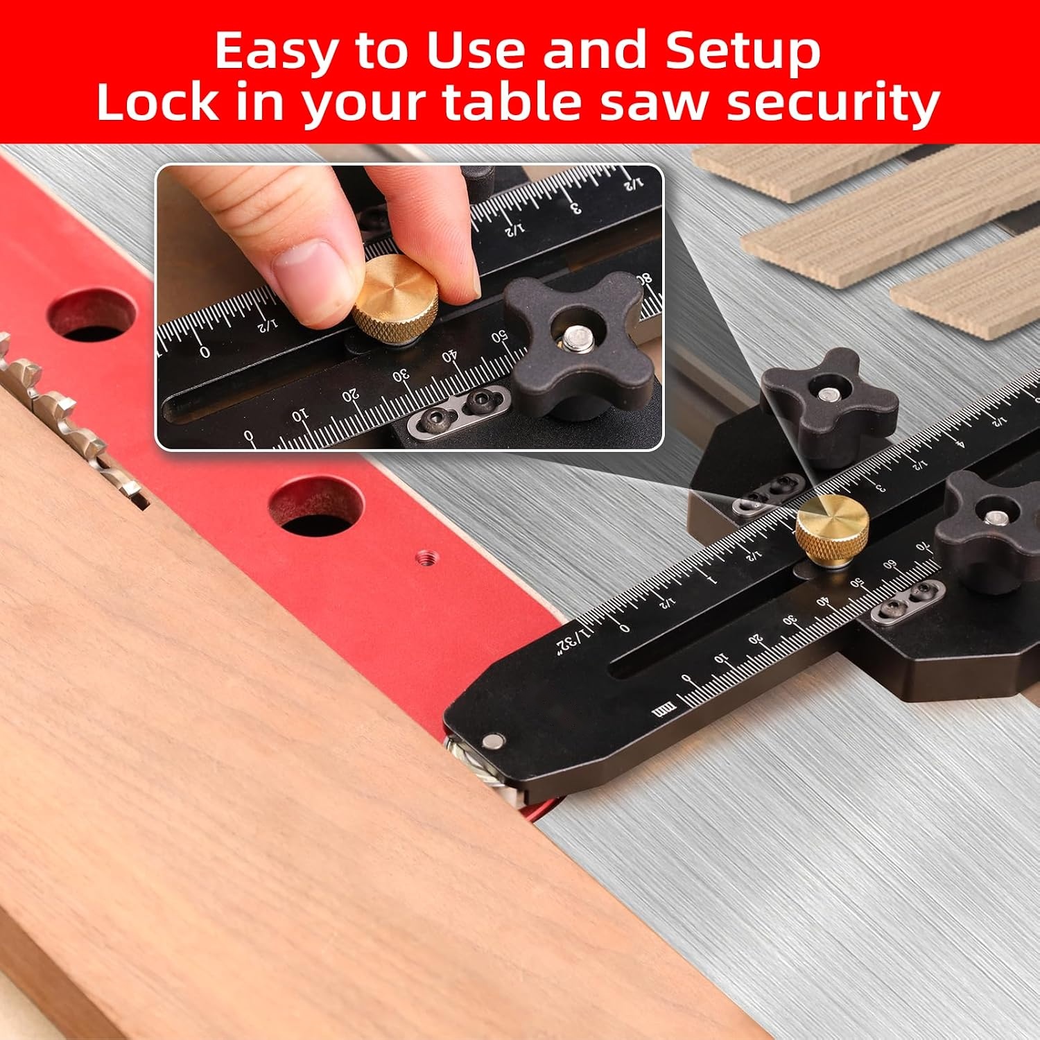 Tenvik™ Thin Rip Jig Table Saw Guide — Precision Repeat Narrow Strip Cutting Jig